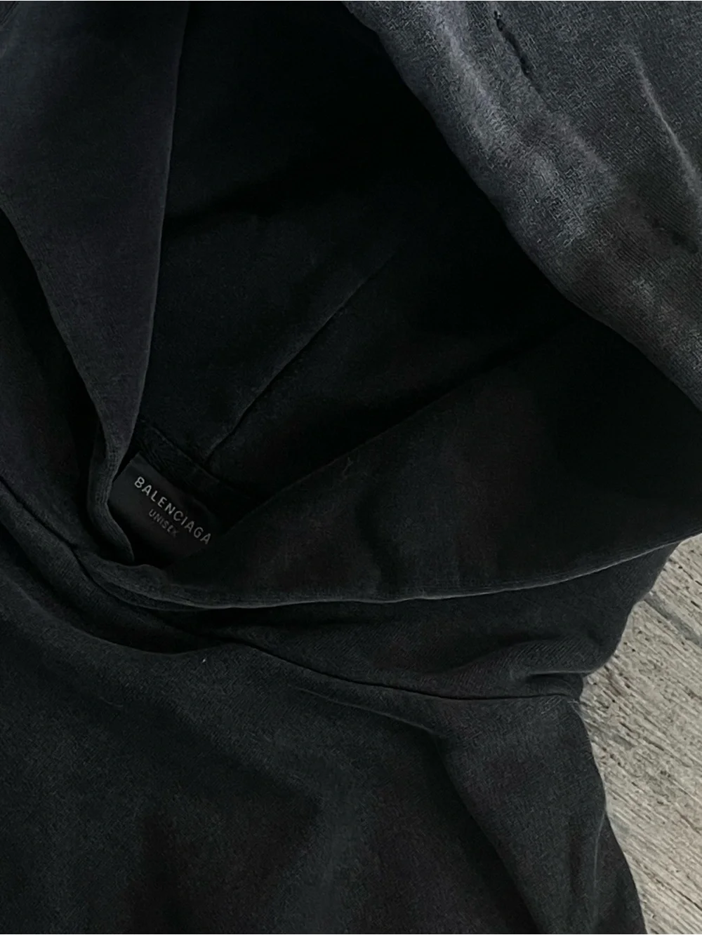 Balenciaga Black Distressed Crewneck Hooded Sweater